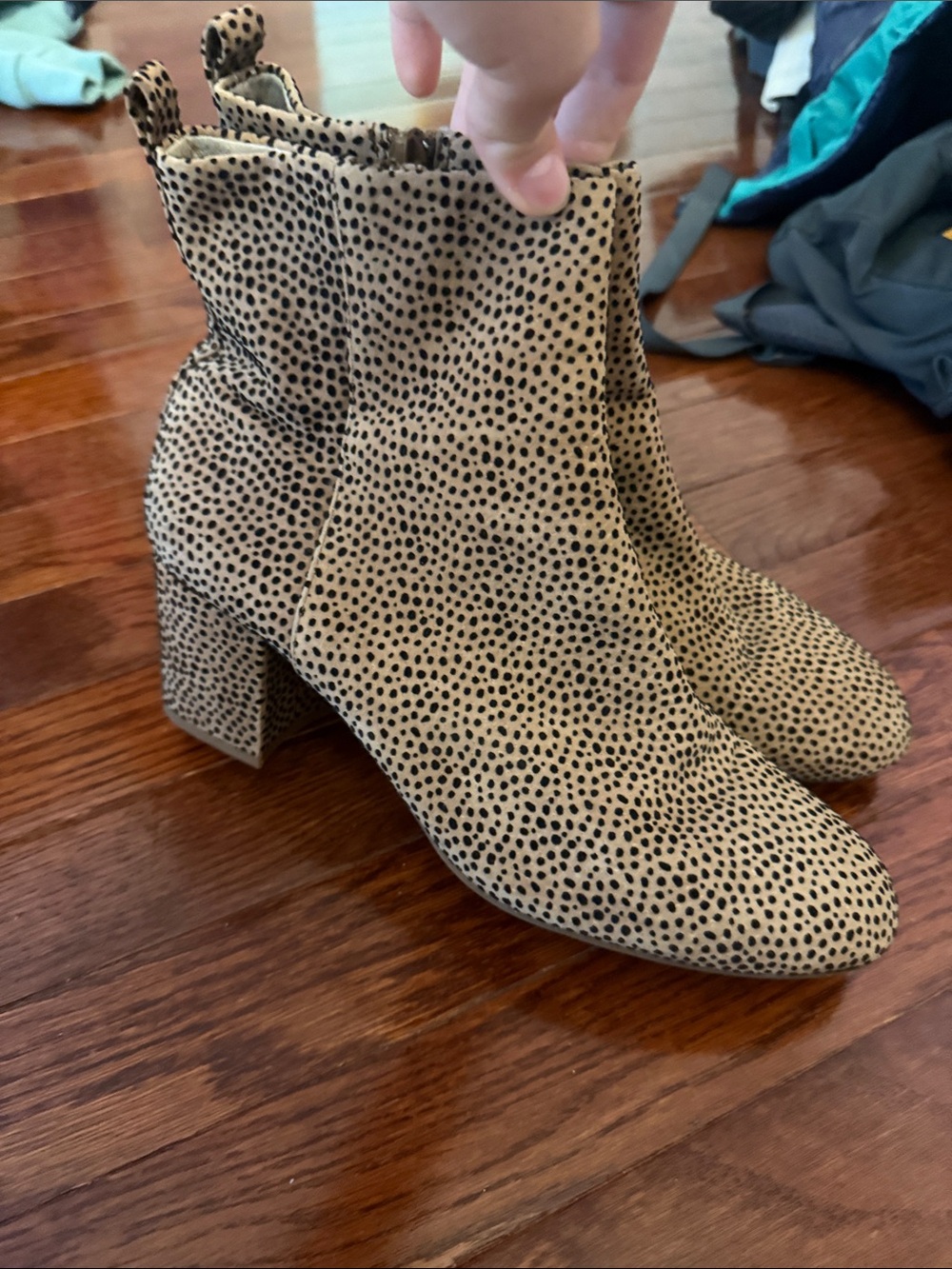 Gianni Bini Tan and Black Spotted Ankle Booties